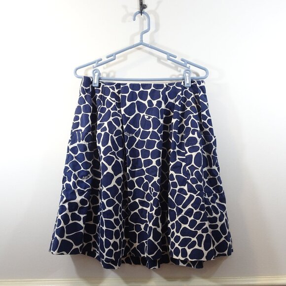 Lilly Pulitzer Skirt Size 6 Blue White Animal Print Pleated Waist Modest Church - Picture 1 of 5